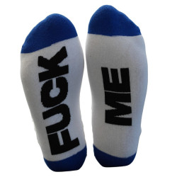 Mr B - Mister B Chaussettes Fuck Me Blanc-Bleu